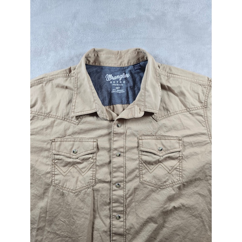Wrangler Retro Premium Shirt Mens 3XT Tan Western Long Sleeve Snap Button Up